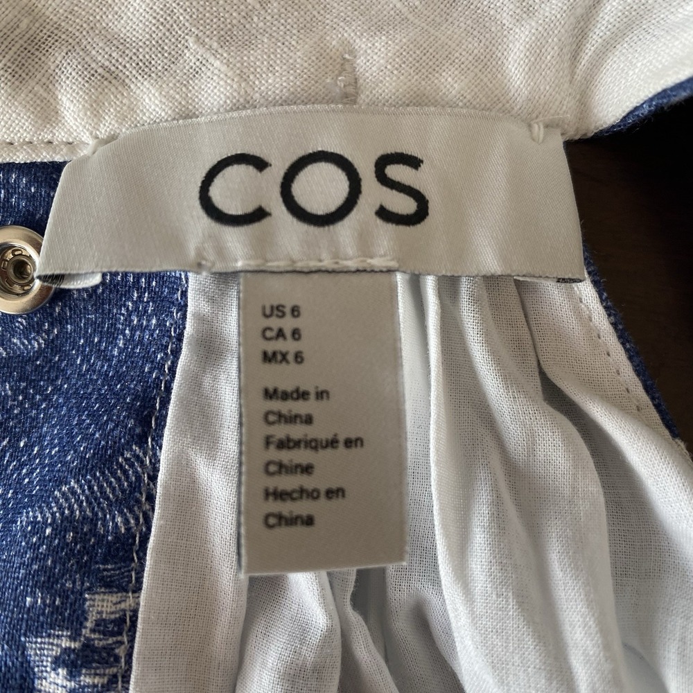 COS French Toile linen collection halterneck maxi dress white and‎ blue size 6 - Picture 5 of 13